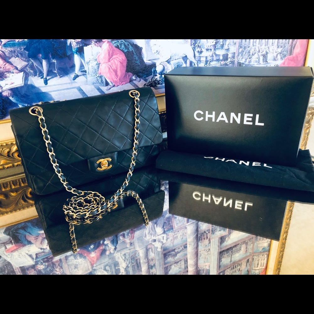 Chanel Medium 25 Double Flap Black with 24K Gold - Picture 3 of 15